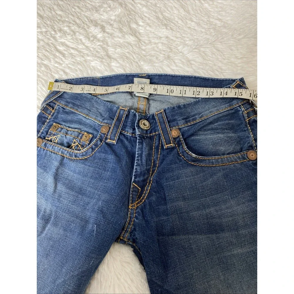 True Religion Denim Jeans Size 30 Straight Blue Stitched Western Cowboy Cotton